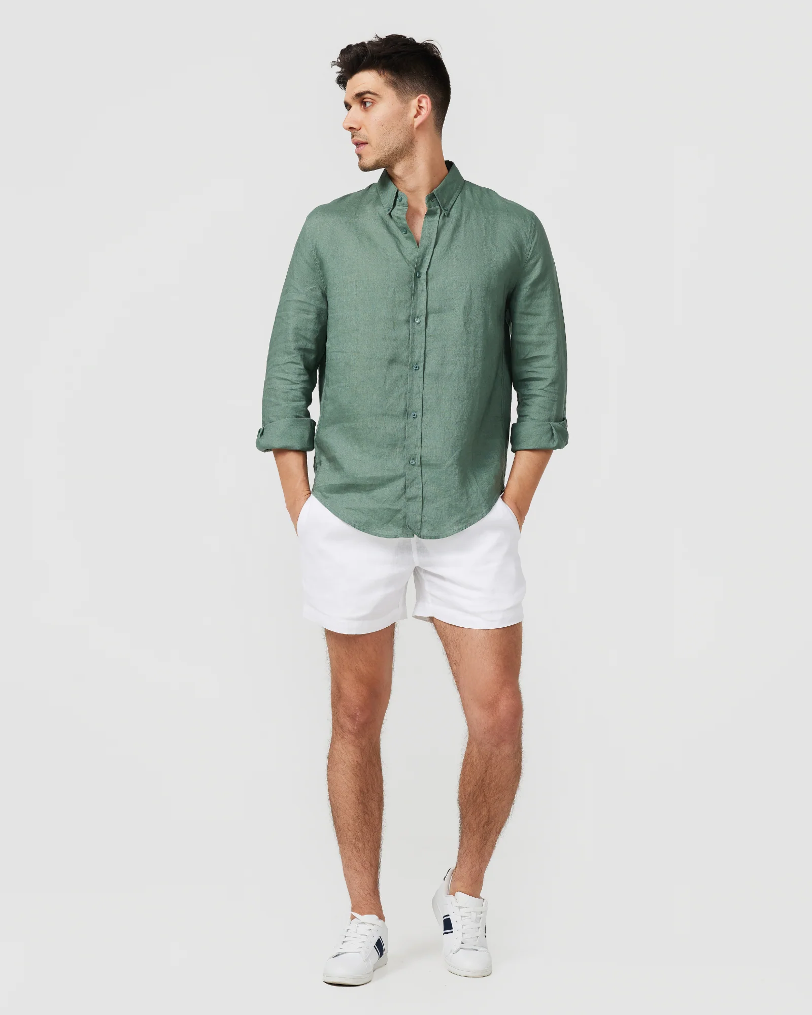 Linen Shirt Khaki - Image 3
